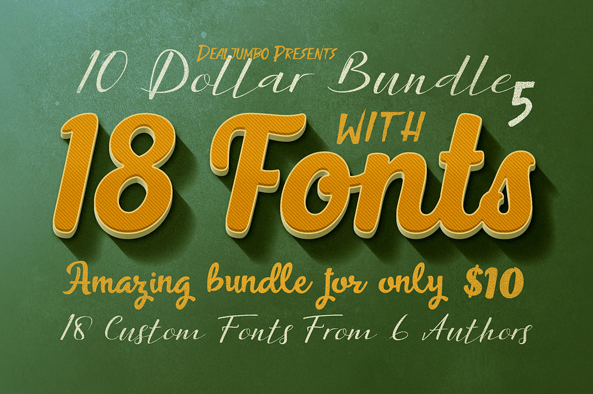 10 Dollar Bundle vol.5 - 18 Custom Fonts! - Dealjumbo