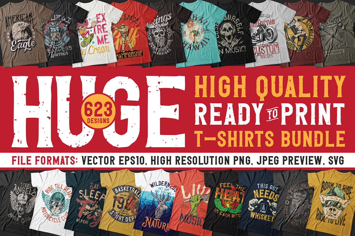Huge 623 T-shirt Designs Bundle