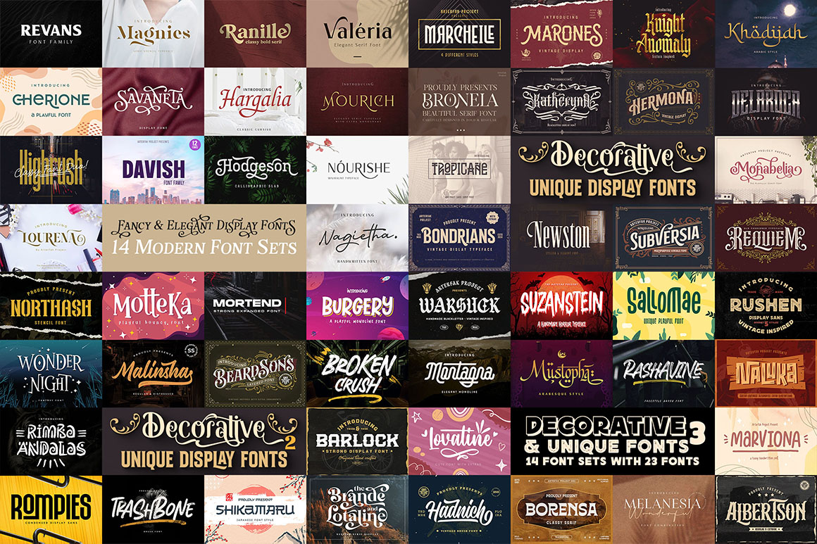 Decorative & Unique Fonts – 56 Sets