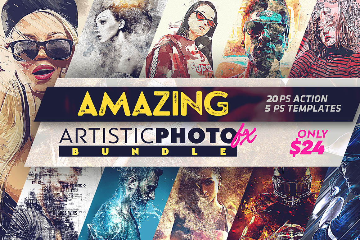 20 amazing Photoshop actions & 5 unique PSD templates Portrait action Photoshop 