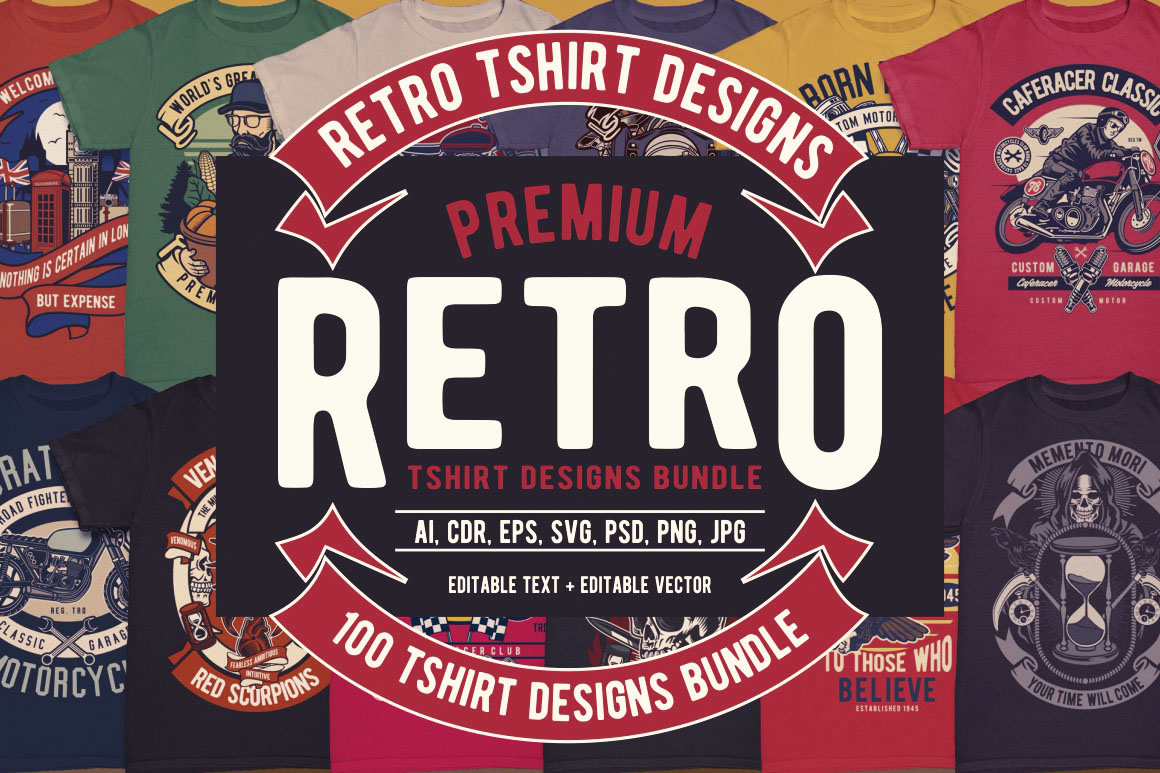 100 Premium Retro T-shirt Designs -