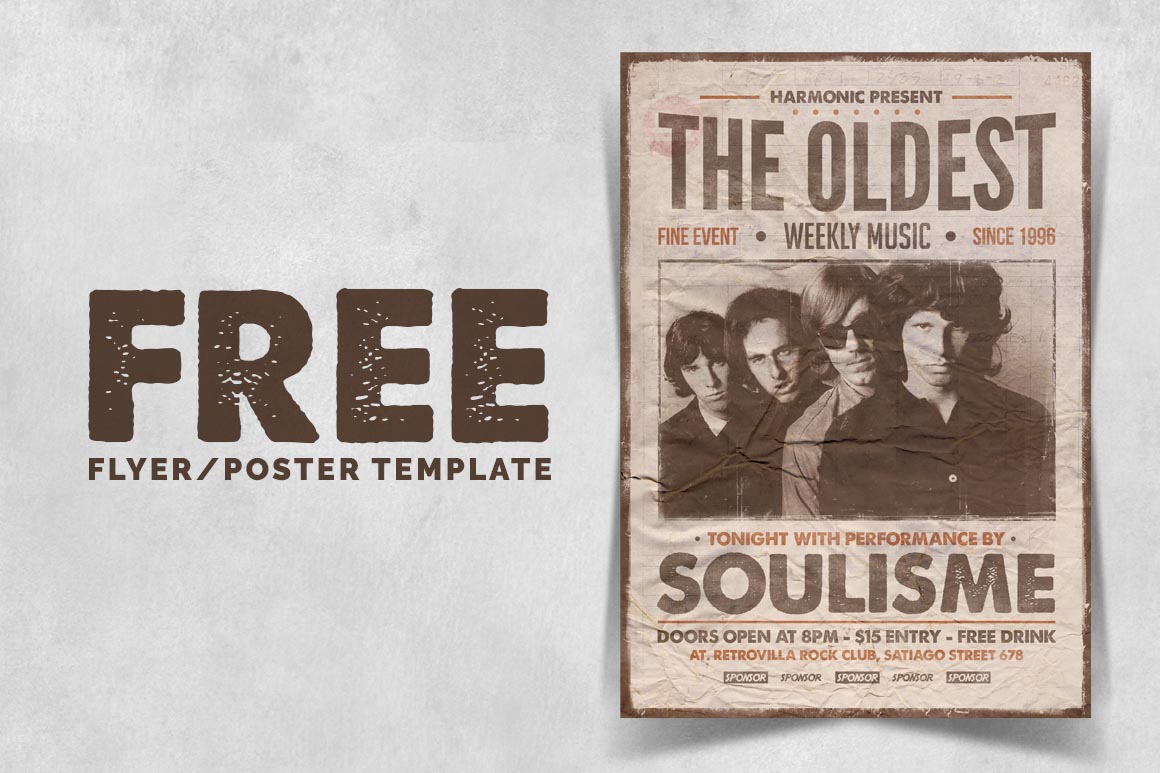Free Vintage Poster Template - Dealjumbo For Retro Flyer Template Free