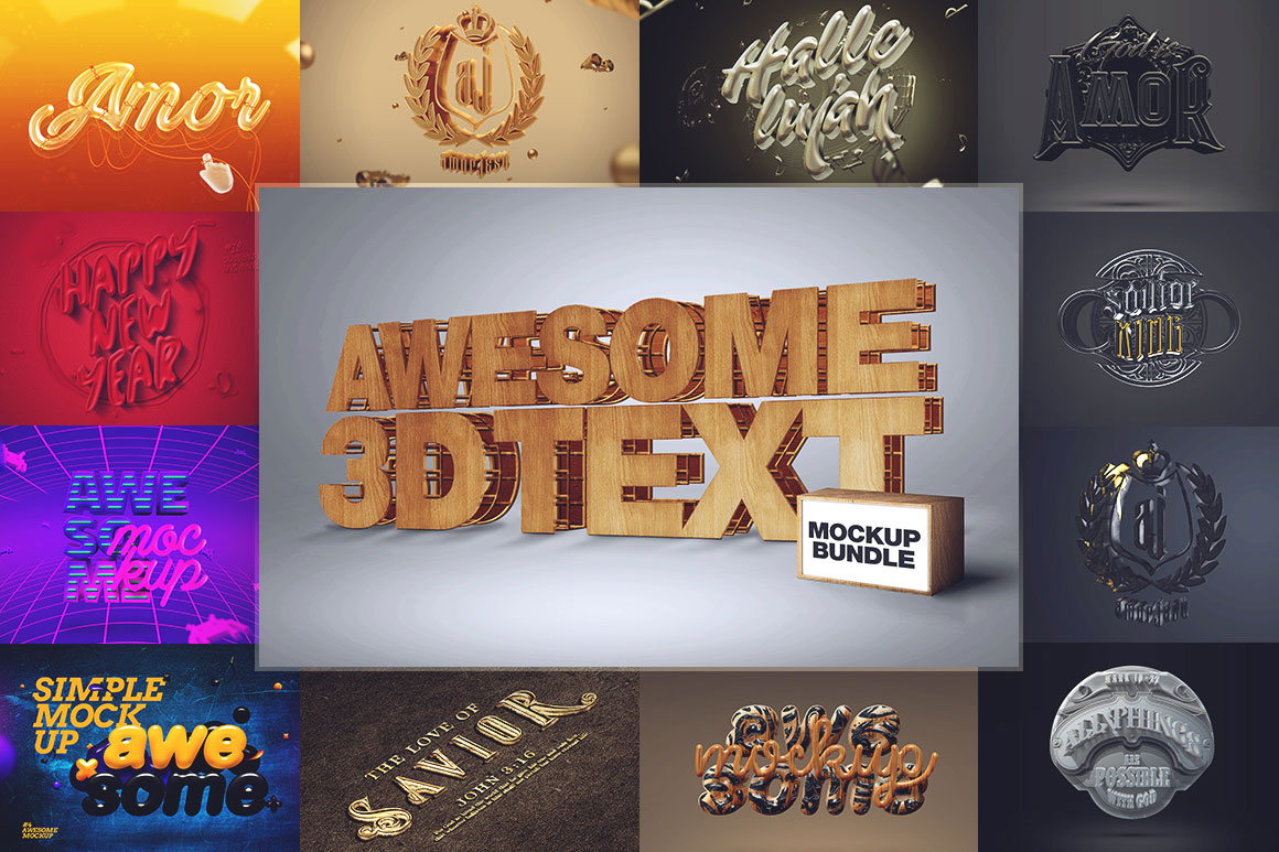 Download Awesome 3d Text Mockup Bundle Dealjumbo Com Discounted Design Bundles With Extended License